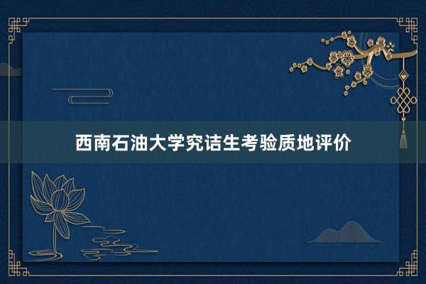 西南石油大学究诘生考验质地评价