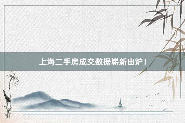 上海二手房成交数据崭新出炉！